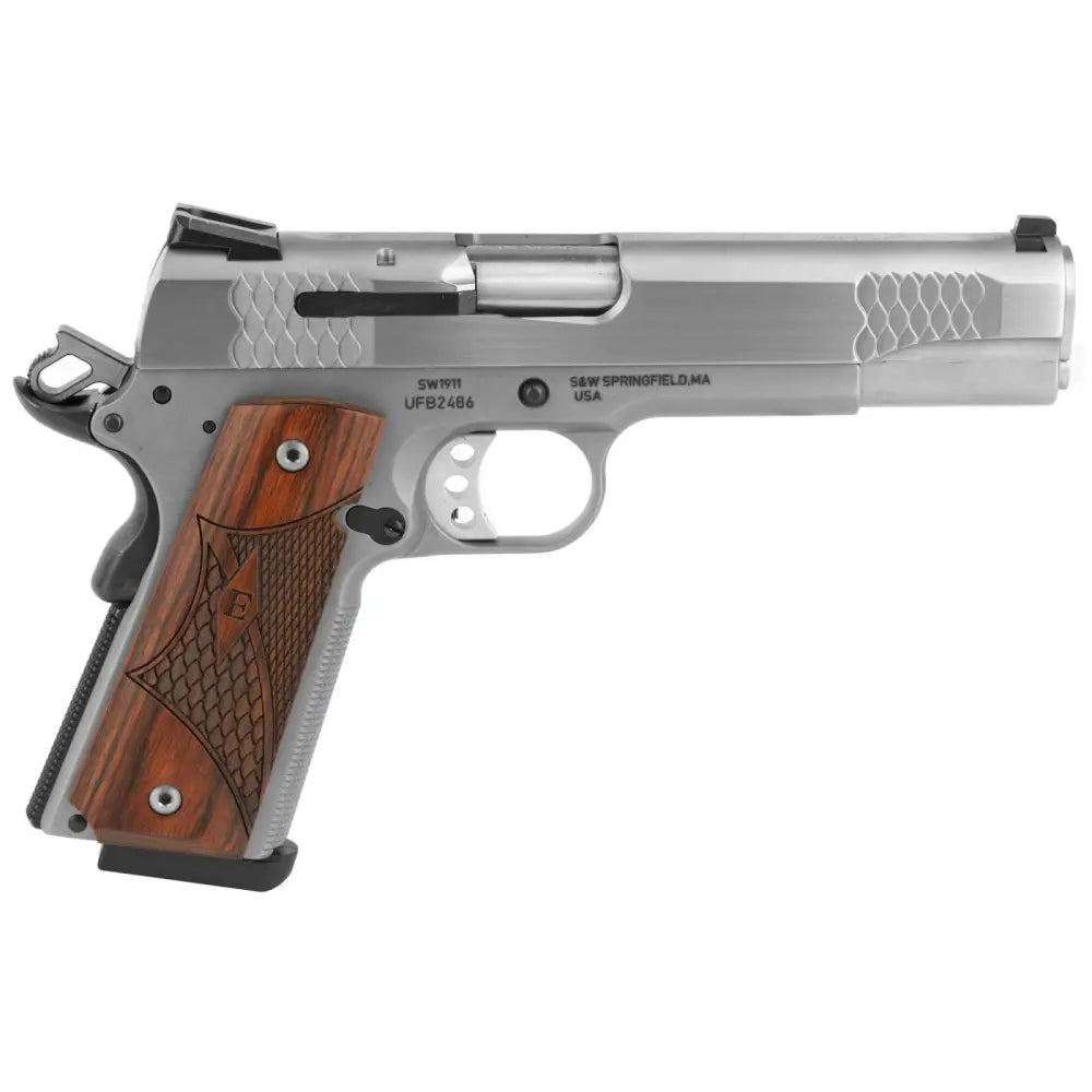 Smith & Wesson 1911E .45 ACP 5-Inch Stainless Steel Pistol with 8-Round Capacity and Two Magazines