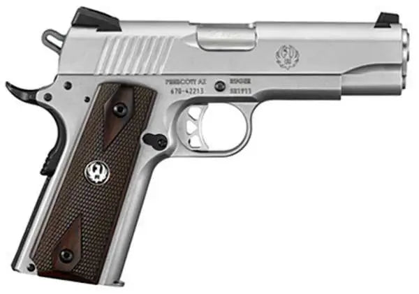 Ruger SR1911 .45 ACP Stainless Steel Pistol with Hardwood Grips and Two Magazines