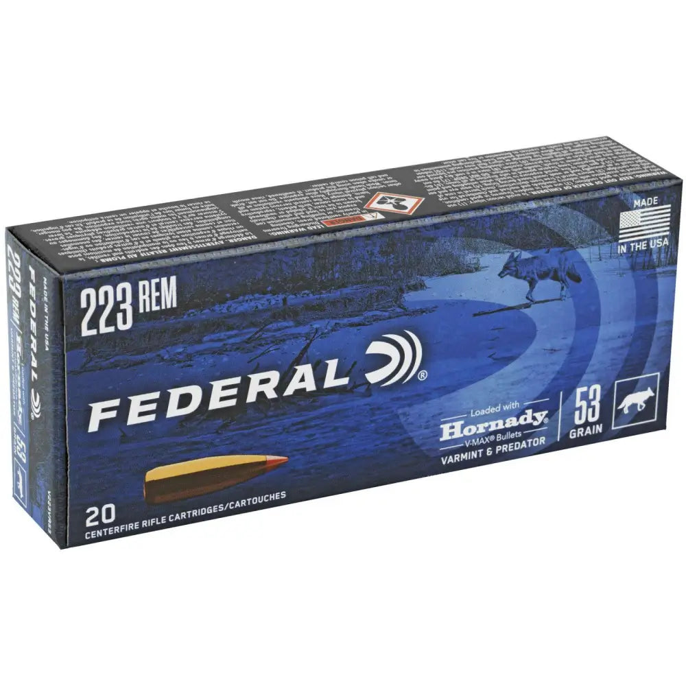 Federal .223 Remington V-Max 53 Grain Hornady V-Max Hunting Ammunition, 20 Rounds per Box