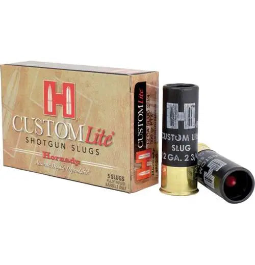 Hornady Custom Lite 12 Gauge 2.75-inch 300 Grain FTX Slug Shotshells - 5 Rounds per Box
