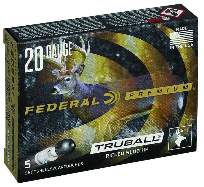 Federal Vital-Shok TruBall 20 Gauge Rifled Slug Ammo - 3 Inch, 3/4 Oz Hollow-Point, 1700 FPS, 5 Rounds per Box