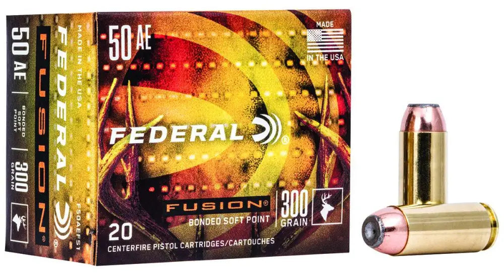 Federal .50 Action Express Fusion Soft Point Ammo, 300 Grains, 20 Rounds per Box