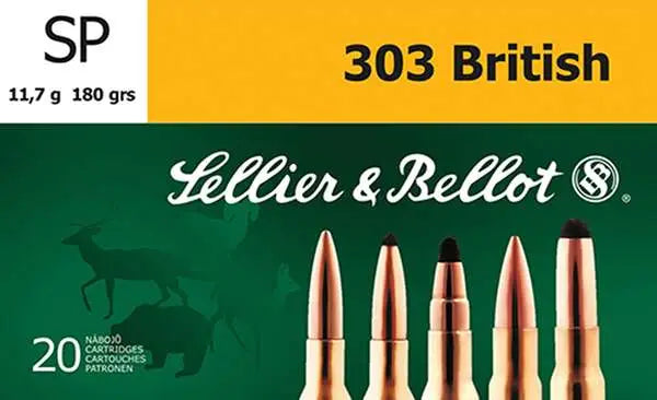 Sellier & Bellot 303 British Soft Point Hunting Ammo - 180 Grain, 20 Rounds per Box