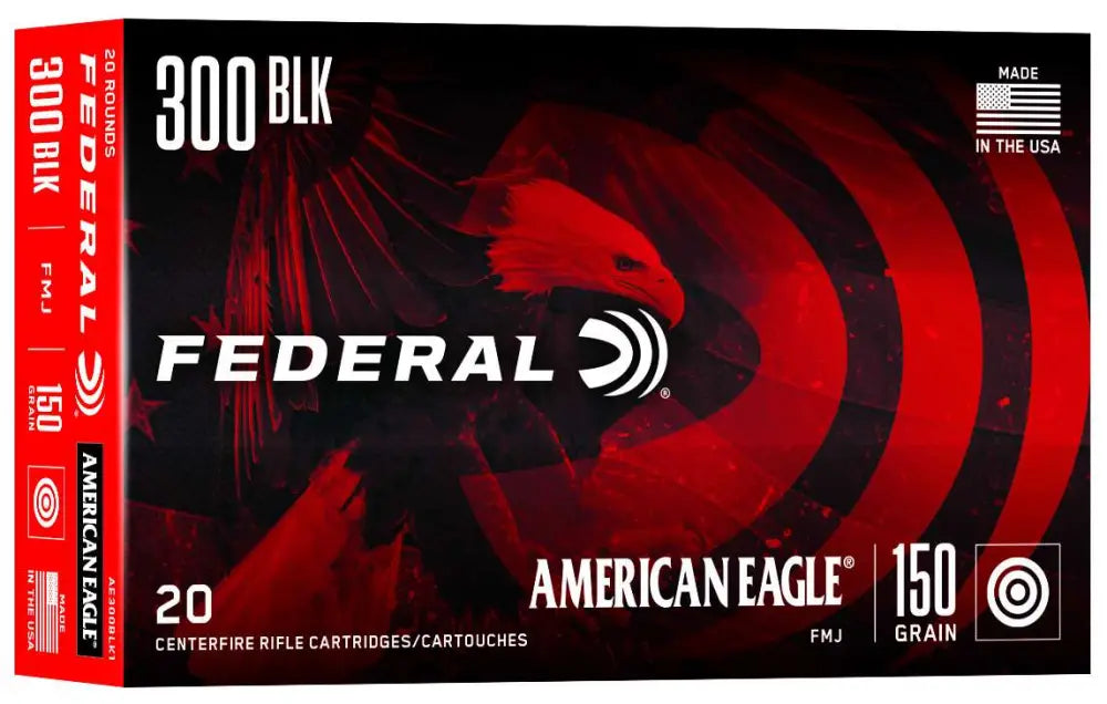 Federal 300 Blackout 150 Grain FMJ Boat-Tail Rifle Ammunition - 20 Rounds per Box