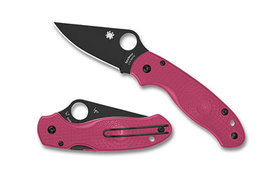 Spyderco Para 3 Lightweight Folding Knife with Pink Handle and Black DLC Coated CTS BD1N Blade