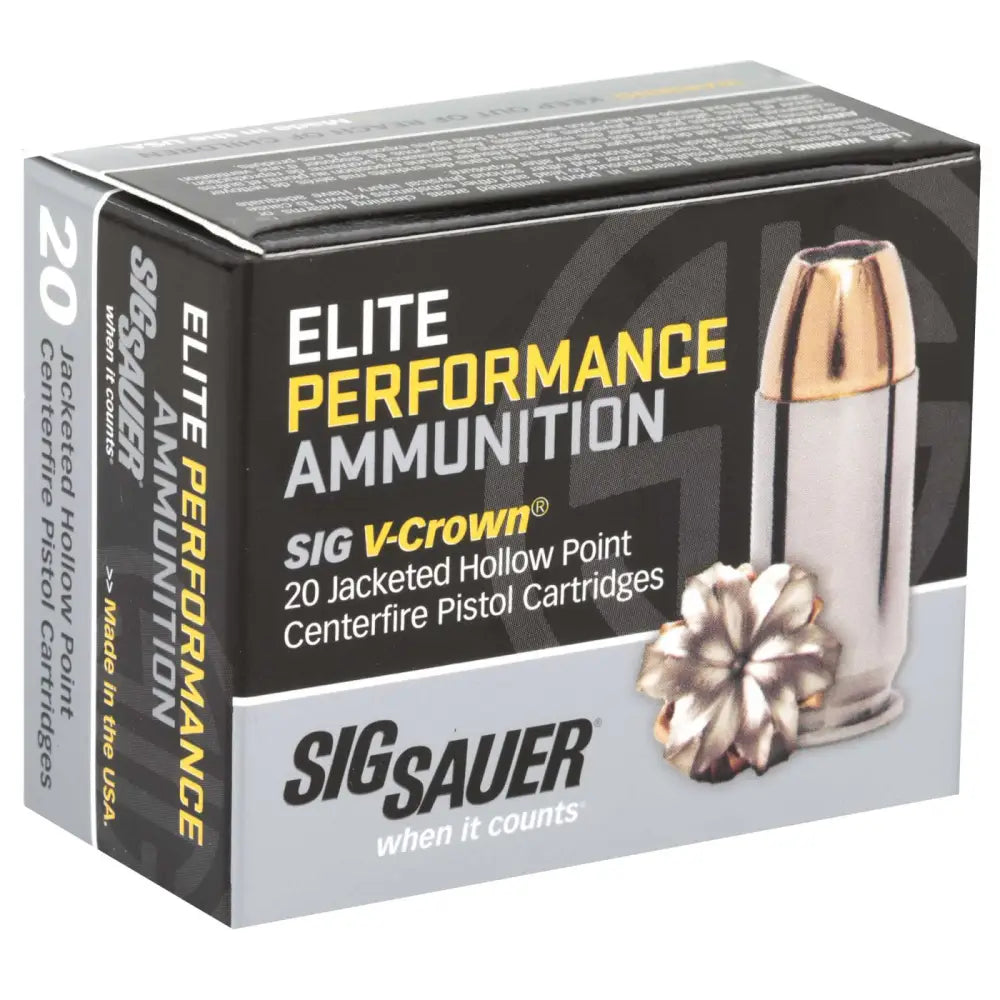 Sig Sauer E9MMA1-20 V-Crown 9mm 115GR Jacketed Hollow Point Ammunition, 20 Rounds per Box, 200 Rounds Case for Home Defense