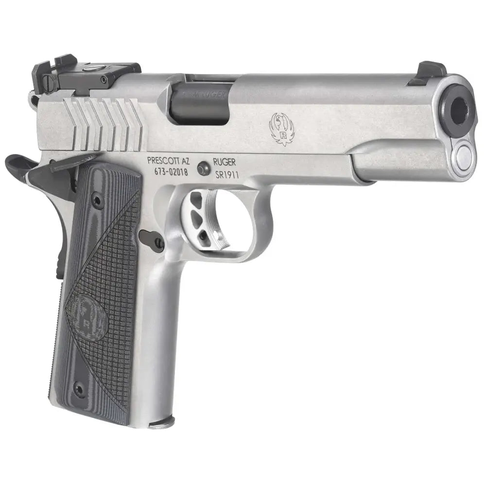Ruger SR1911 9mm Target Pistol with Stainless Steel Bull Barrel and G-10 Checkered Grips