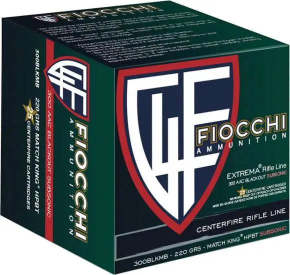 Fiocchi 300 Blackout Match Grade Sierra MatchKing BTHP 220 Grain - 25 Rounds per Box