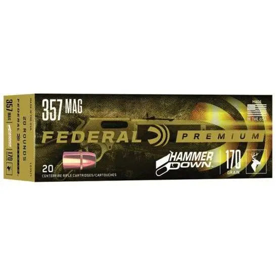 Federal HammerDown .357 Magnum 170-Grain Bonded Hollow Point Ammo – 20 Rounds per Box