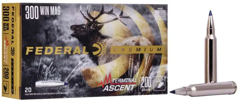 Federal 300 Winchester Magnum Terminal Ascent 200-Grain Hunting Ammunition, 20 Rounds per Box