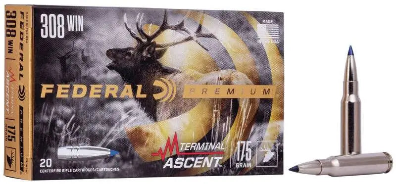 Federal .308 Winchester Terminal Ascent 175 Grain Hunting Ammo - 20 Rounds per Box