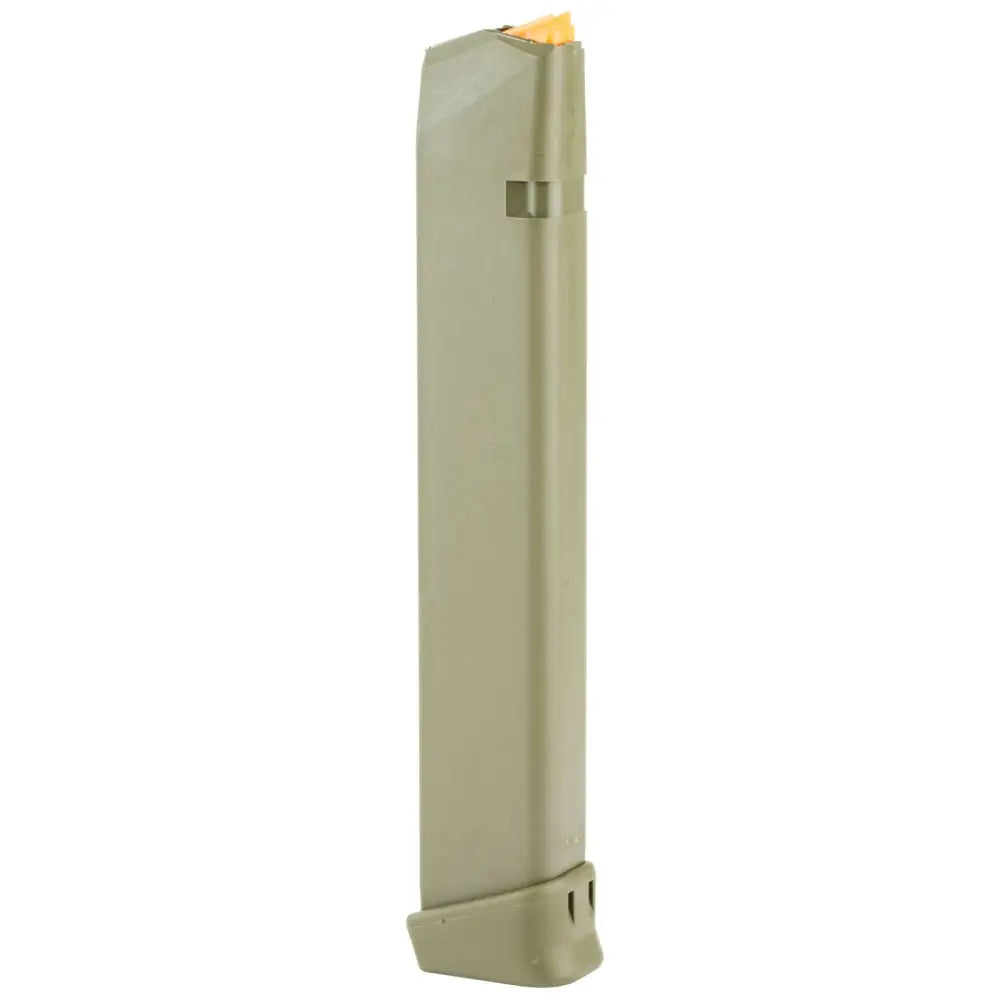 Glock Gen5 33rd Round 9mm Magazine in OD Green with Orange Follower