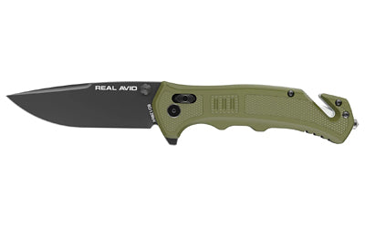 Real Avid Rav-4 Folding Knife with 3.25-Inch Drop Point Blade, Green, Part Number AVRAV4