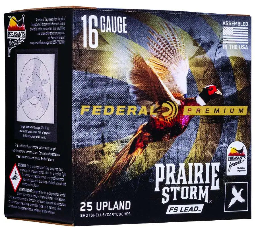 Federal Prairie Storm FS 16 Gauge 2 3/4-inch 1-1/8 oz Copper-Plated Lead Shotgun Shells, 25 Rounds per Box
