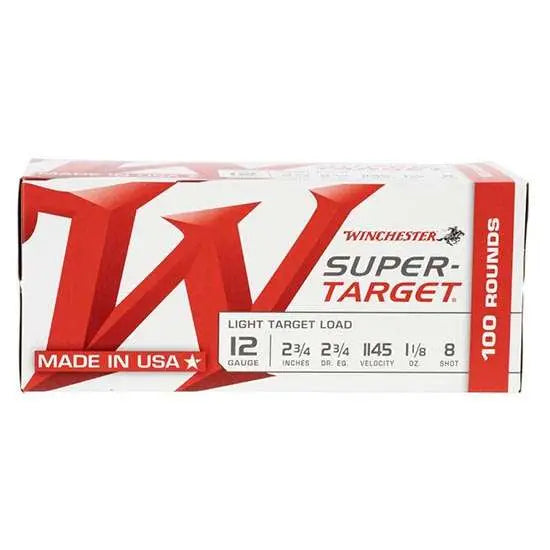 Winchester Ammo Super Target 12 Gauge 2.75 inch, 8 Shot - 100 Rounds per Box