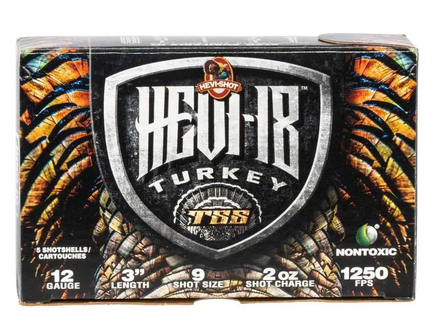Hevi Shot HEVI-18 TSS Turkey 12 Gauge 3-Inch 2 Ounce #9 Shot – 5 Rounds per Box, 10 Boxes per Case