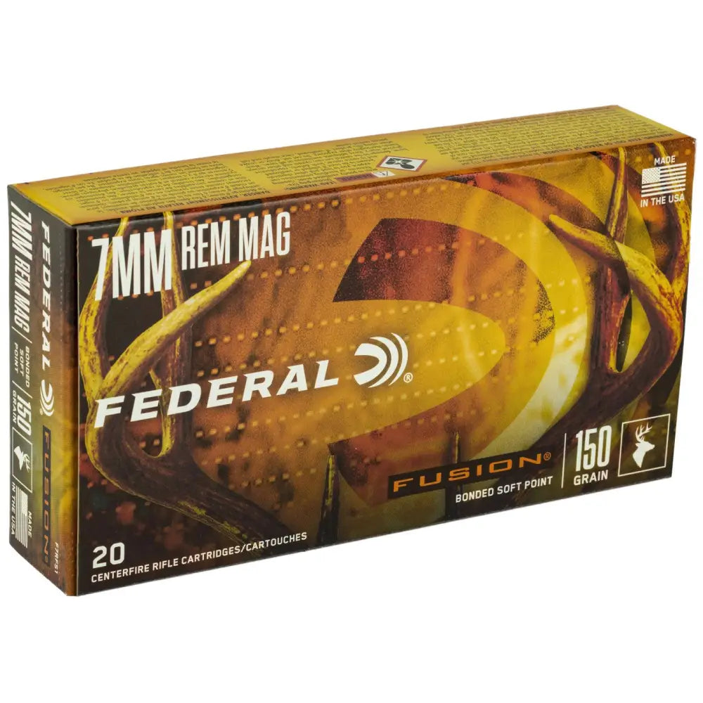 Federal 7mm Rem Mag Fusion Soft Point Ammunition - 150 Grain, 20 Rounds per Box
