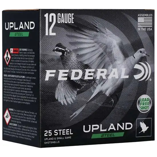 Federal 12 Gauge 2-3/4 inch 1 oz Steel Shot for Upland Hunting, 25 Rounds per Box
