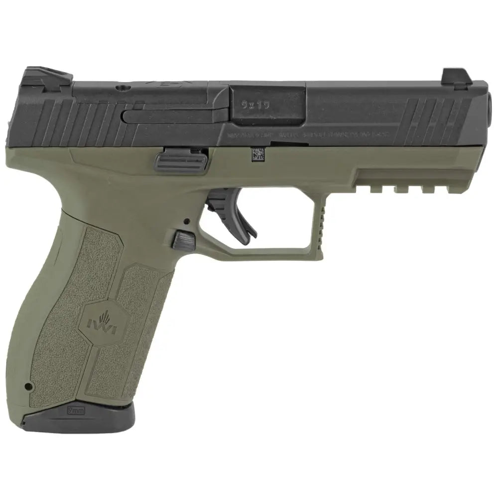 IWI US Masada 9mm Pistol with 4.1-Inch Barrel and Two Magazines - OD Green Frame