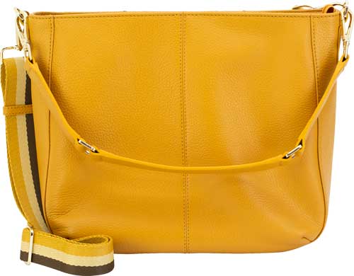 Cameleon Vida Purse - Vegan Leather Shoulder Bag with Dual Zippers, Mustard Color