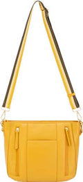 Cameleon Vida Purse - Vegan Leather Shoulder Bag with Dual Zippers, Mustard Color