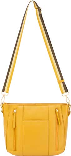 Cameleon Vida Purse - Vegan Leather Shoulder Bag with Dual Zippers, Mustard Color