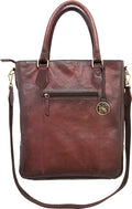 Cameleon S&W Flat Tote CC in Burgundy Leather - 12.75"L x 4"W x 14.55"H, Crossbody Strap 33-50"