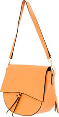 Cameleon Zoey Purse - Leather Crossbody Bag in Apricot, 11 x 8 x 4.5 Inches