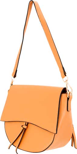 Cameleon Zoey Purse - Leather Crossbody Bag in Apricot, 11 x 8 x 4.5 Inches
