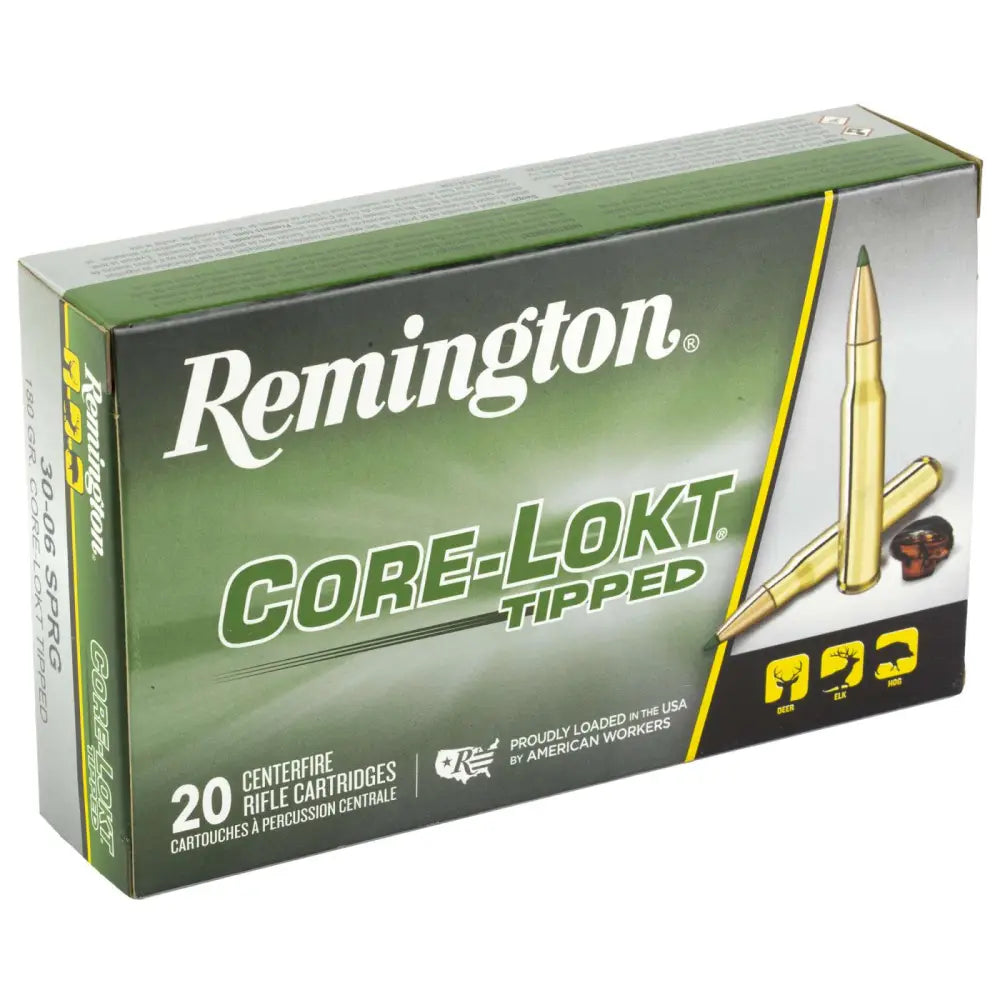 Remington Ammunition RT3006C 30-06 Springfield 180-Grain Core-Lokt Tipped Hunting Ammo, 20 Rounds per Box