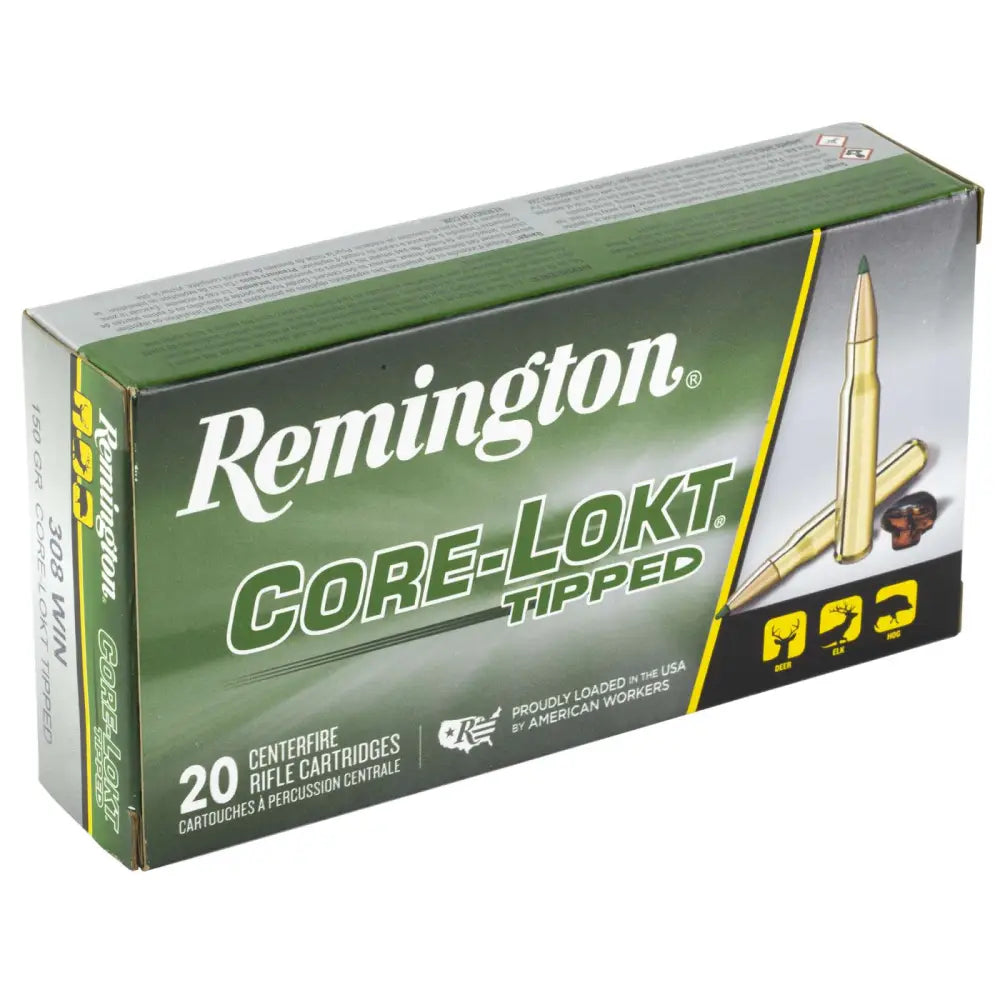 Remington Ammunition RT308WA .308 Winchester 150 Grain Core-Lokt Tipped Hunting Rounds - 20 Rounds per Box