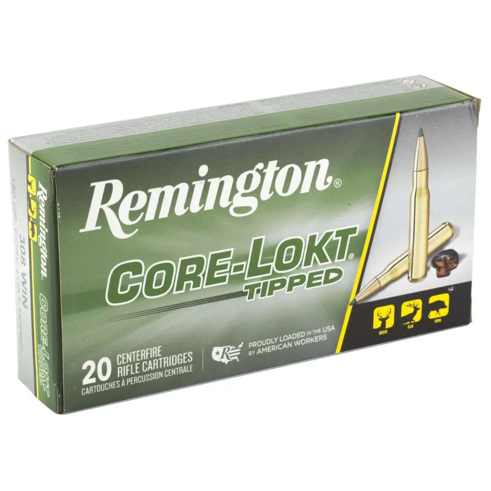 Remington Ammunition RT308WC .308 Winchester 180 Grain Core-Lokt Tipped Hunting Rounds – 20 Rounds per Box