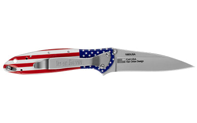 Kershaw Leek 1660USA Folding Knife with USA Flag Handle - Assisted Opening, 3-inch Blade