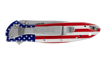 Kershaw Leek 1660USA Folding Knife with USA Flag Handle - Assisted Opening, 3-inch Blade