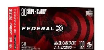 Federal .30 Super Carry 100-Grain FMJ Handgun Ammunition, 50 Rounds per Box