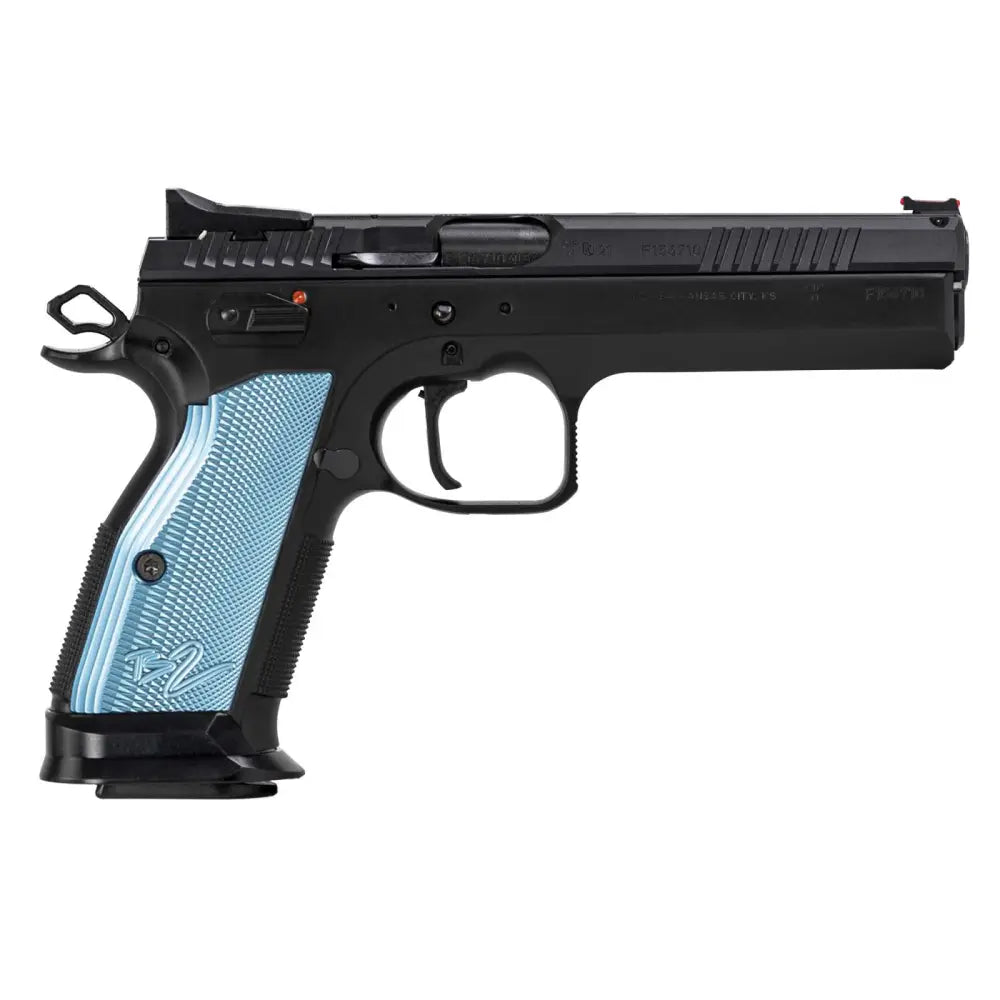 CZ TS 2 Pistol in 40 S&W with Black Steel Finish and Blue Aluminum Grips – Includes 3 Magazines