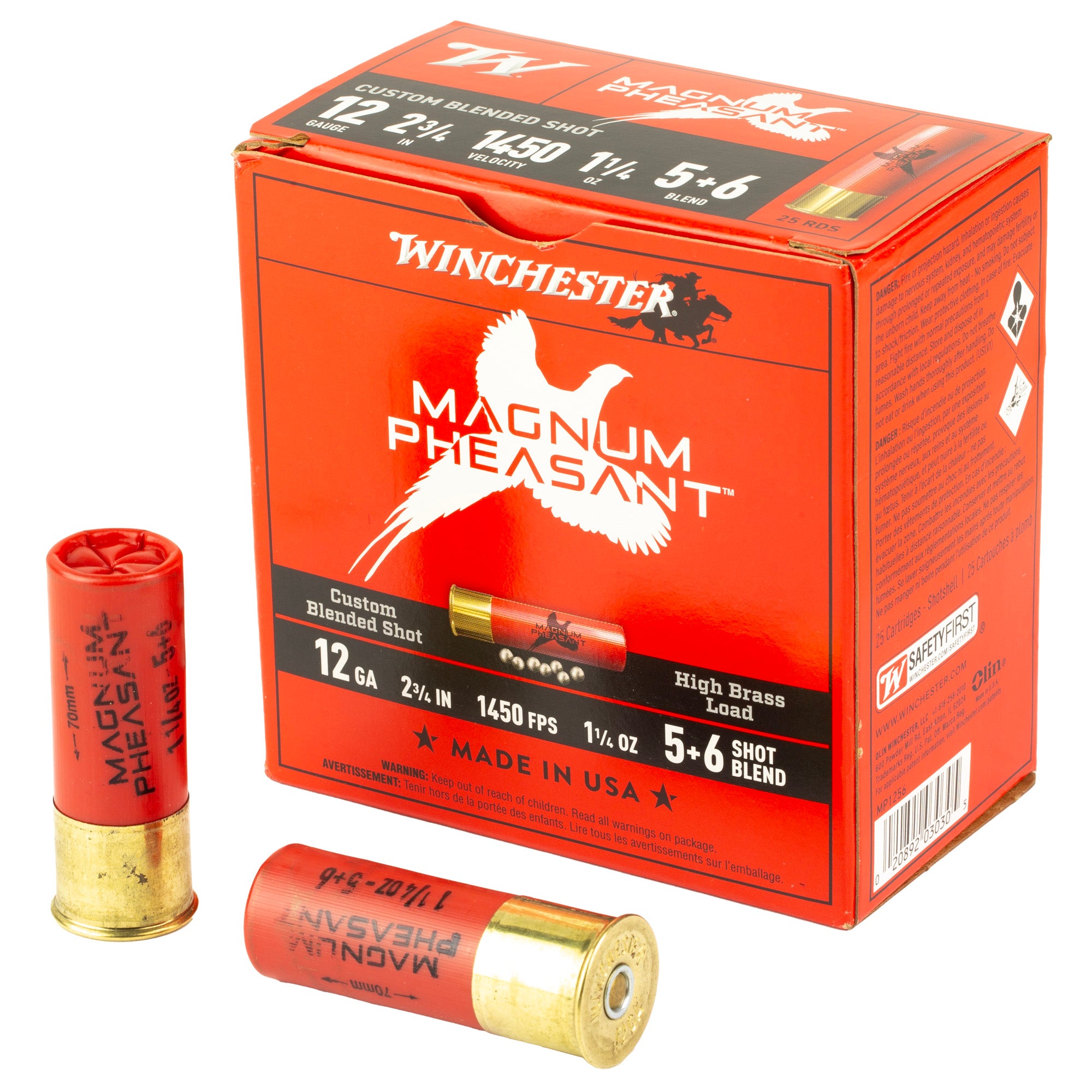 Winchester Ammunition Magnum Pheasant 12 Gauge Shotshell - 1 3/8 oz Buckshot #5/#6, 25/Box