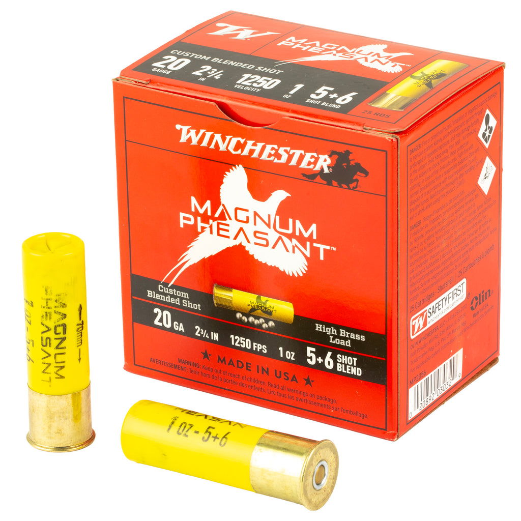 Winchester Ammunition Magnum Pheasant 20 Gauge 2.75" Buckshot - 1 3/8 oz, #5 & #6, 25 Rounds per Box