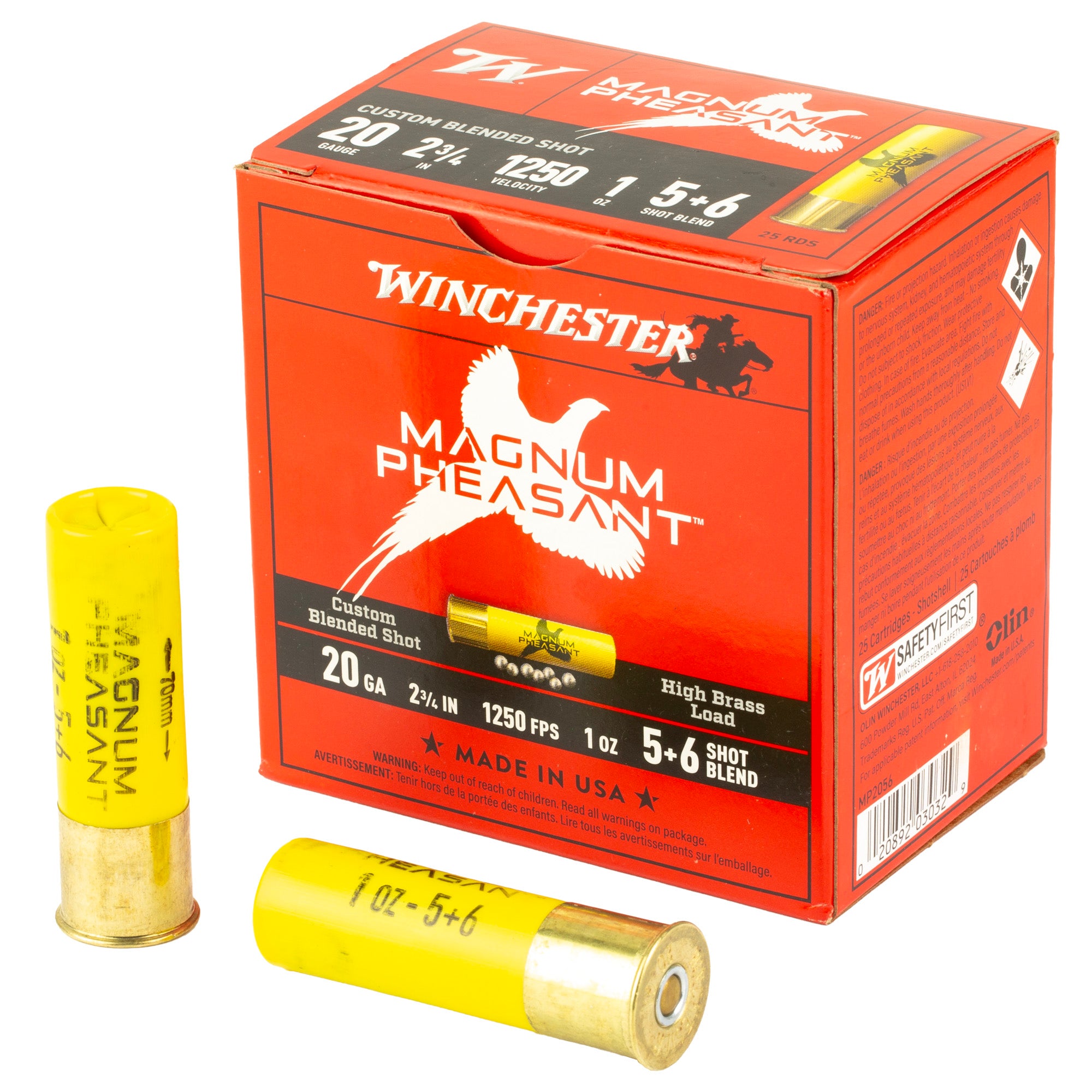 Winchester Ammunition Magnum Pheasant 20 Gauge 2.75" Buckshot - 1 3/8 oz, #5 & #6, 25 Rounds per Box