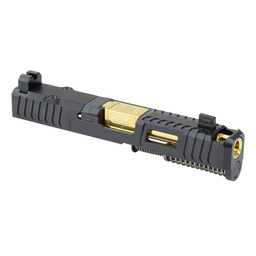 Zaffiri Precision IBS Compatible Slide for Glock 19 G5 in Black and Gold