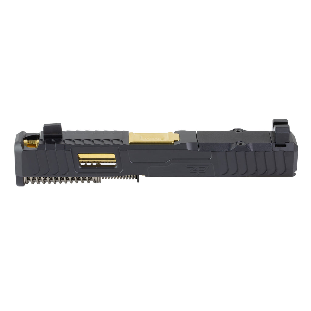 Zaffiri Precision IBS Compatible Slide for Glock 19 G5 in Black and Gold