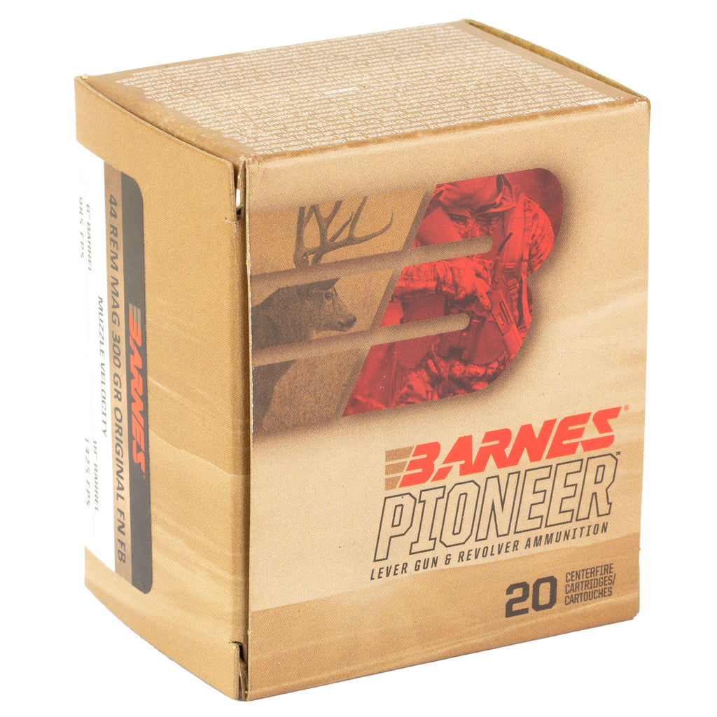 Barnes Pioneer 44 Magnum 300-Grain Flat Nose Ammunition - 20 Rounds per Box