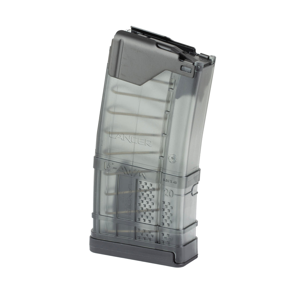 Lancer Systems L5 Advanced Warfighter Magazine for 223 Remington, 15 Rounds, Translucent Smoke