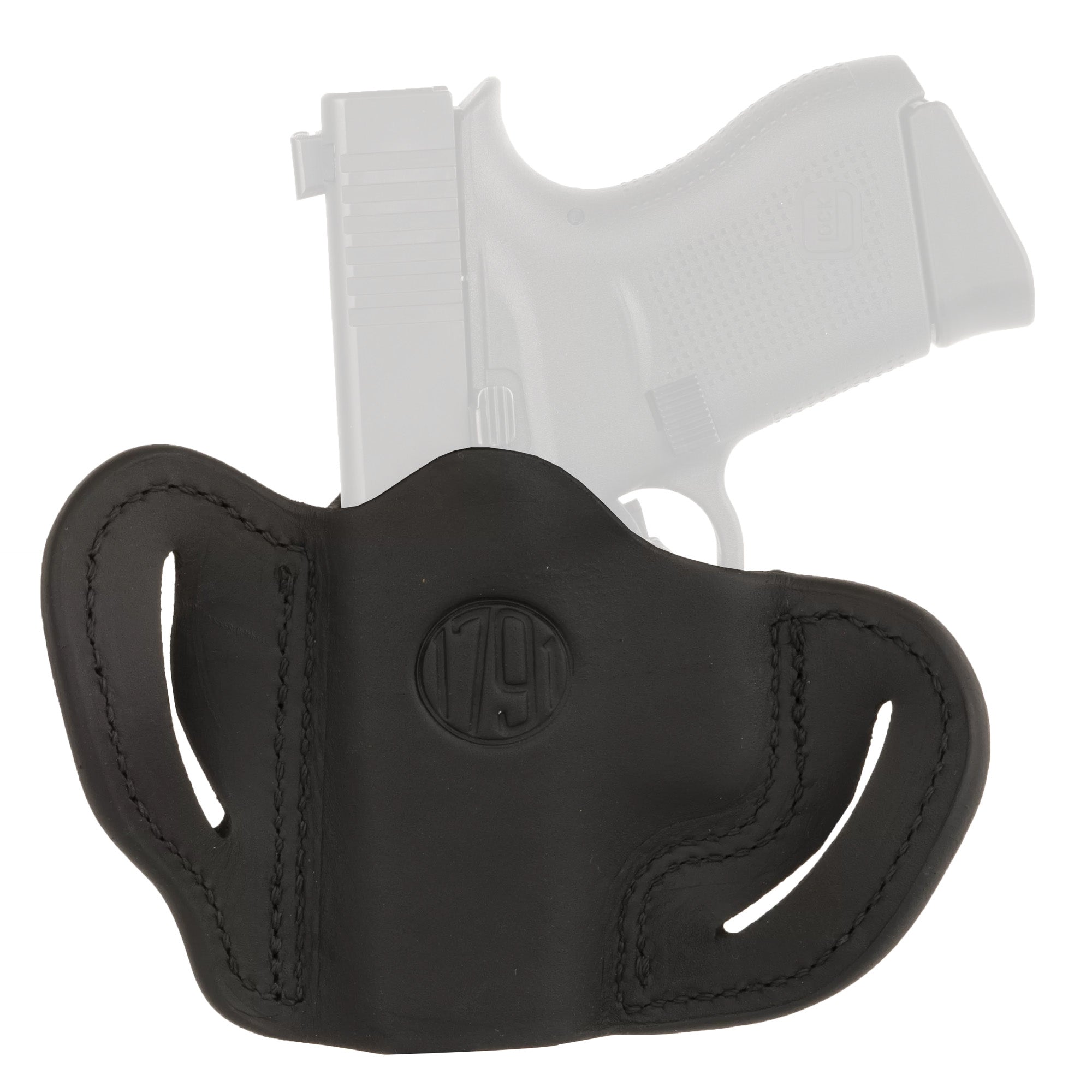 1791 Gunleather BHC Open Top Belt Holster for Glock 43 – Stealth Black, Right Hand
