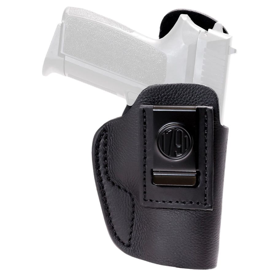 1791 Gunleather Smooth Concealment Inside Waistband Holster for Right Hand - Black Leather with Optic Ready and Light Bearing Features
