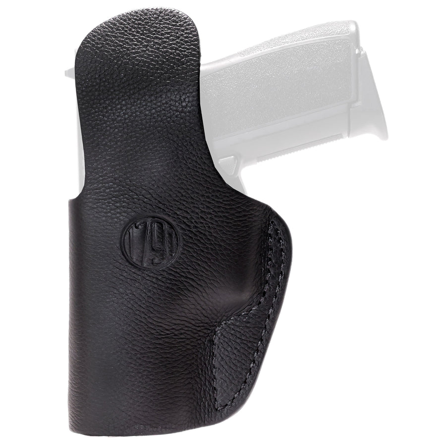 1791 Gunleather Smooth Concealment Inside Waistband Holster for Right Hand - Black Leather with Optic Ready and Light Bearing Features