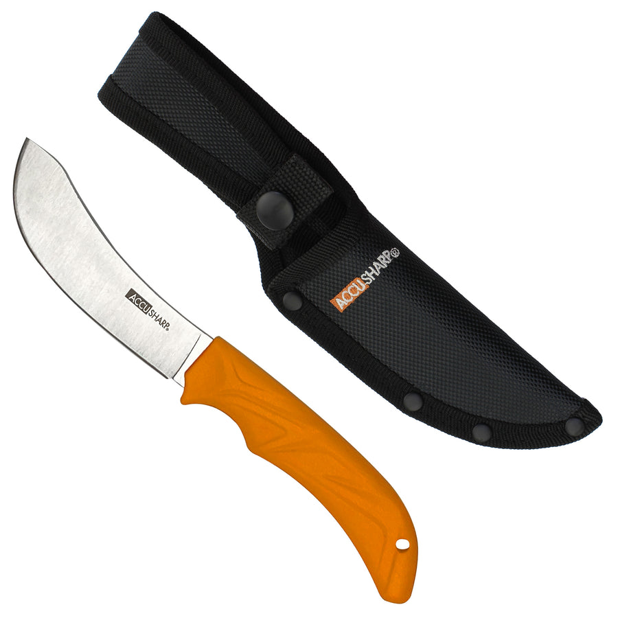 AccuSharp Butcher Knife 732C - Durable Fixed Blade with Sharp Plain Edge, Orange Handle