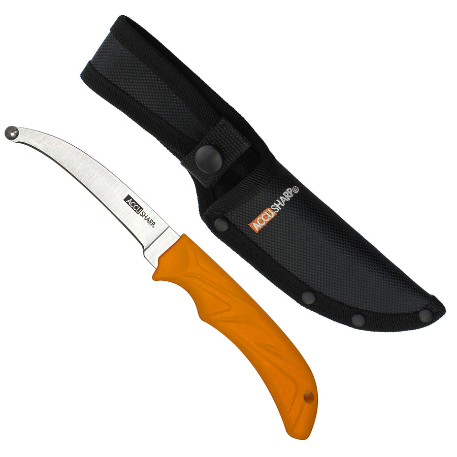 AccuSharp AccuZip Skinning Knife - Fixed Blade Game Processing Tool in Orange