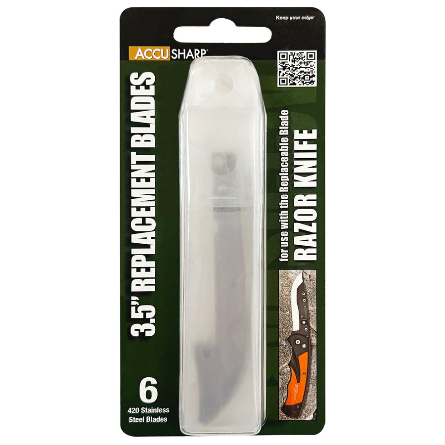 AccuSharp Razor Knife Replacement Blades – 3.5 Inch, 6-Pack, Steel, Plain Edge
