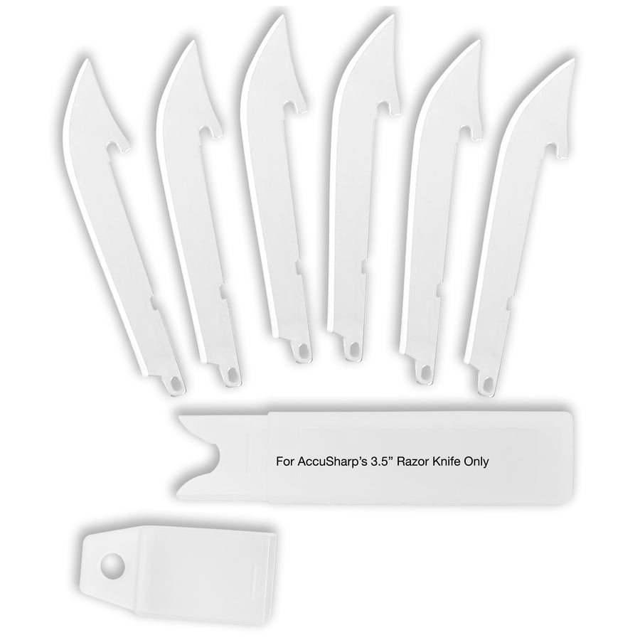 AccuSharp Razor Knife Replacement Blades – 3.5 Inch, 6-Pack, Steel, Plain Edge